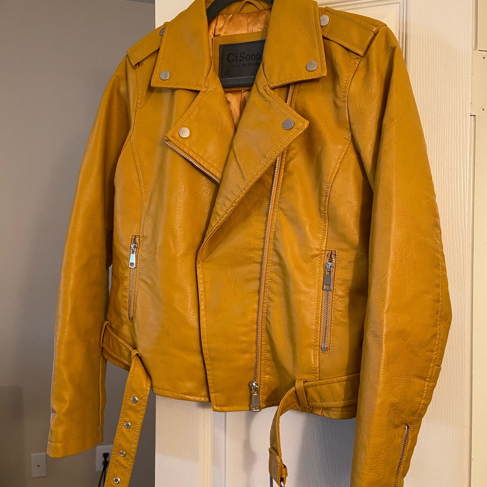 Yellow faux leather jacket